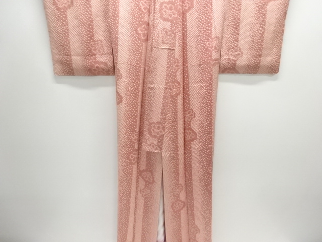  未使用品　本総絞り　縞に花模様小紋着物